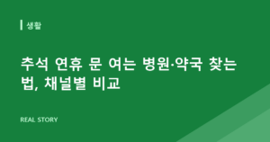 추석 연휴 문 여는 병원·약국 찾는 법, 채널별 비교
