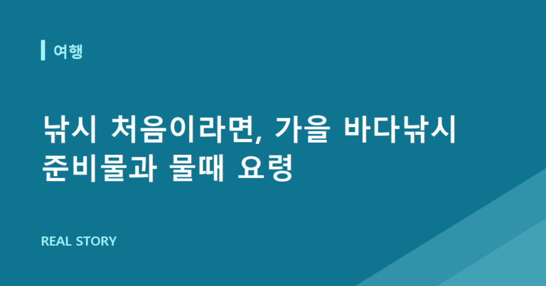 낚시 처음이라면, 가을 바다낚시 준비물과 물때 요령