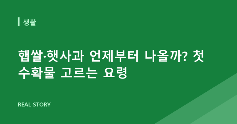 햅쌀·햇사과 언제부터 나올까? 첫 수확물 고르는 요령
