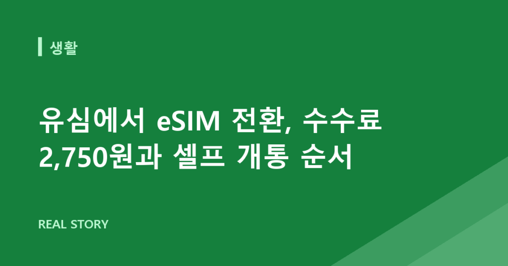 유심에서 eSIM 전환, 수수료 2,750원과 셀프 개통 순서